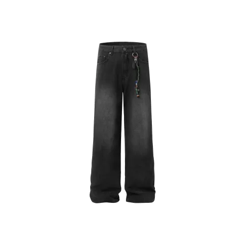 MAD WITCH Bootcut Jeans Loose Fit Casual Wide Leg Pants Unisex Black MAD WITCH Буткат Джинсы Свободный крой Повседневный Широкие брюки Унисекс Черный