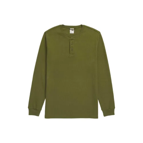 THE NORTH FACE Waffle Long Sleeve Henley Sweatshirt Men's Olive
