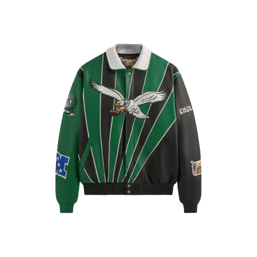 KITH x NFL FW24 Jeff Hamilton Eagles Кожа Varsity Leather Куртка Мужская Черная