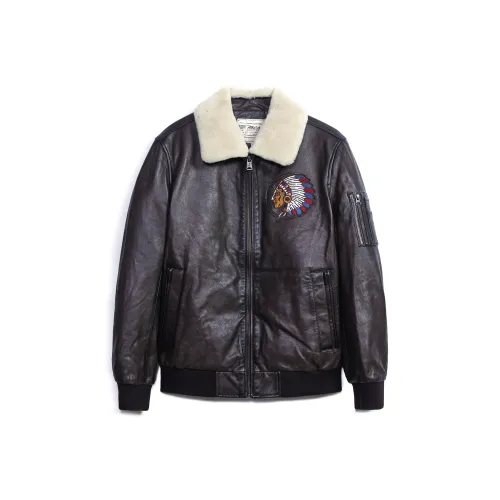 MCS кожаная куртка мужская цвет кофе