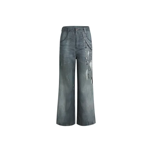 DND4DES Джинсы Унисекс Выстиранный Синий