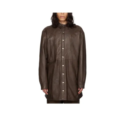 RICK OWENS совместный бренд RO кожаная куртка мужская коричневая
