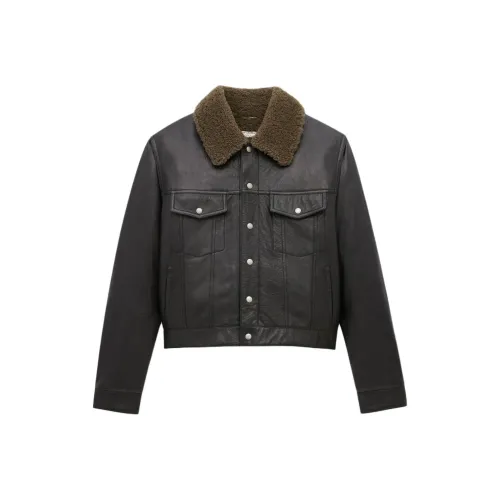 SAINT LAURENT Кожа Куртка Мужская Черная