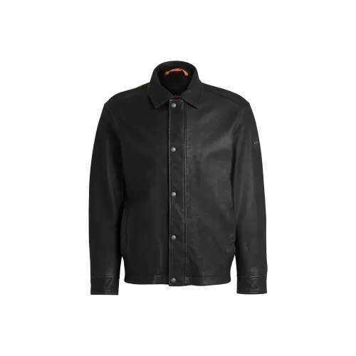 Hugo Boss Кожа Куртка Мужская Черная