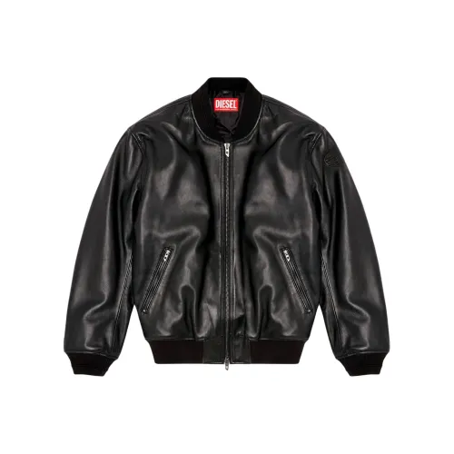 DIESEL FW24 Кожа Куртка Мужская Черная