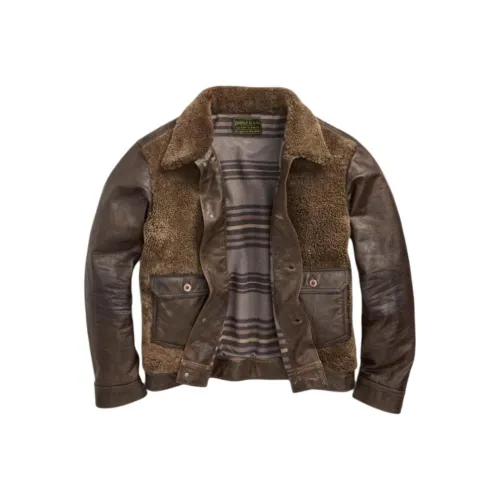 DOUBLE RL FW24 Кожа Куртка Мужская Черная Коричневая