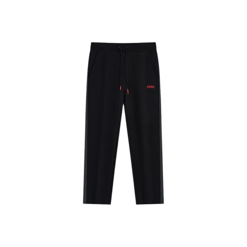 XTEP Вязаные тренировочные штаны мужские глубокий черный дымчатый серый