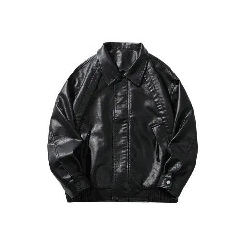 WILD LEADER Кожа Куртка Унисекс Ночной Время Черный