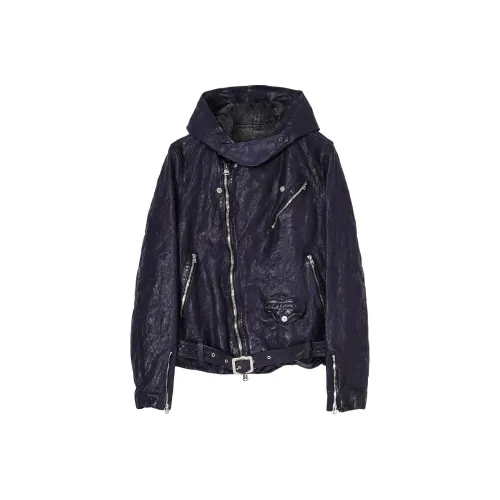 Yohji Yamamoto FW24 Кожа Куртка Унисекс Темно-синий