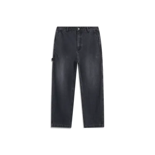 LINING Sports Life Collection Джинсы Мужские Выстиранные Черный Корова