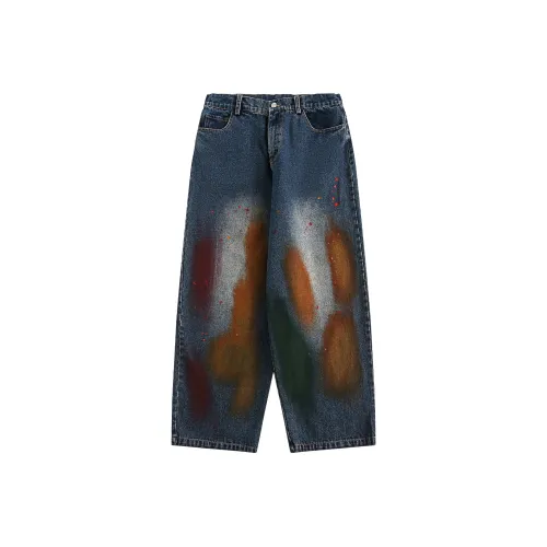 DOH STORE Джинсы Унисекс Пламя Синий