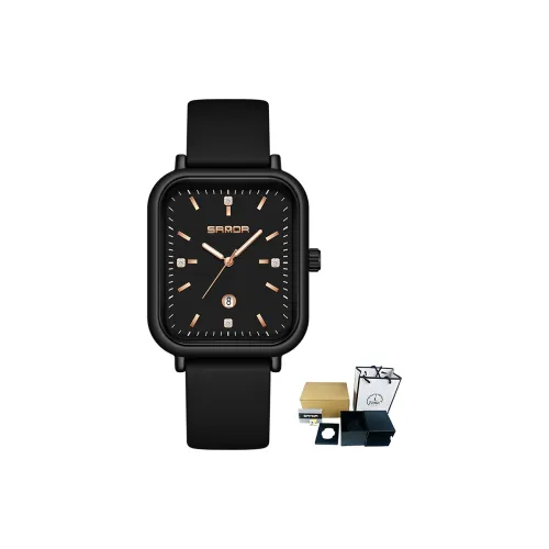 Sanda Кварцевый механизм силиконовый ремешок женские часы черный циферблат