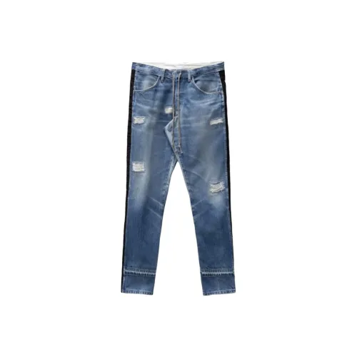 GREG LAUREN Джинсы Мужские Средне-синие