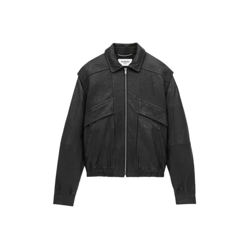 SAINT LAURENT Кожа Куртка Мужская Черная