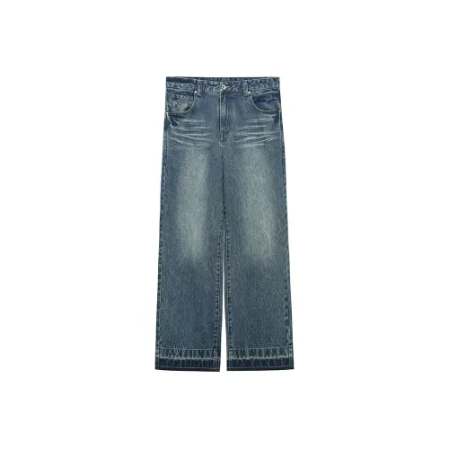 NANS STUDIO Джинсы Мужские Выстиранные Синий