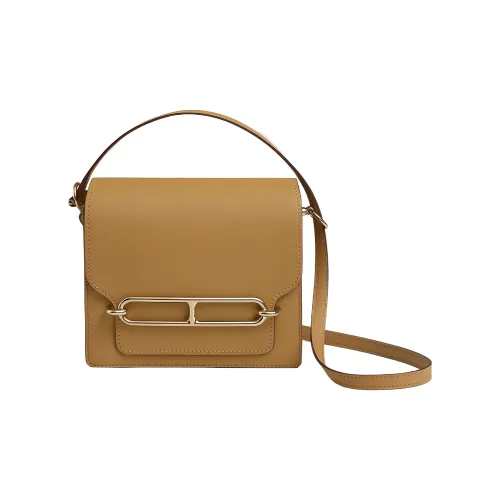 HERMES Roulis Swift Телячья кожа Свиной нос Сумка Сумка через плечо Мини Женские 4B Biscuit Цвет печенья