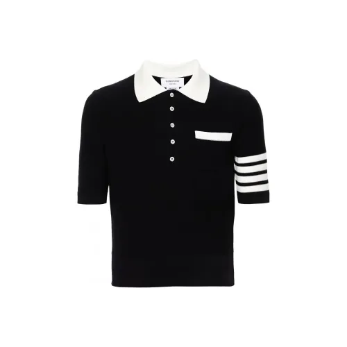 THOM BROWNE Мужская поло морской синего цвета