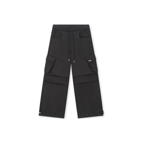 Безшовный крой, черные унисекс брюки карго