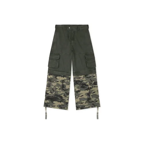 BONELESS Cut Gray & Multicolor Green Unisex Cargo Pants  
Брюки карго безшовного кроя серого и многоцветного зеленого унисекс