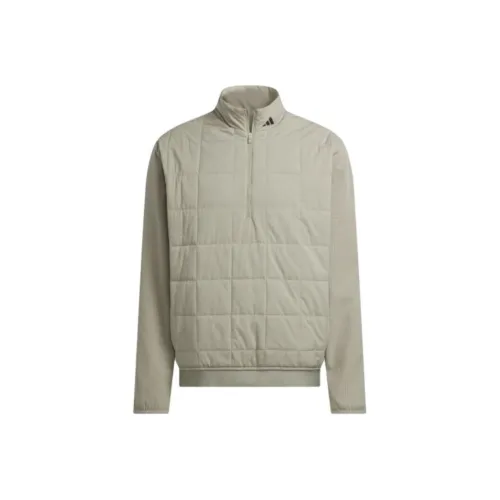 Adidas Quilted DWR Полузастежка Пуловер Куртки и Пальто Мужской Серебряный