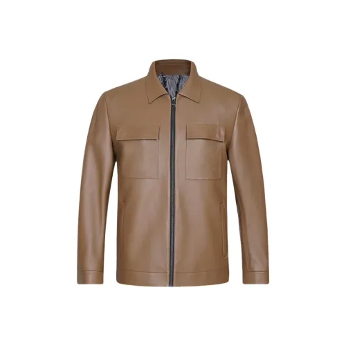 DIKENI Кожа Куртка Мужская Светло-Верблюжья