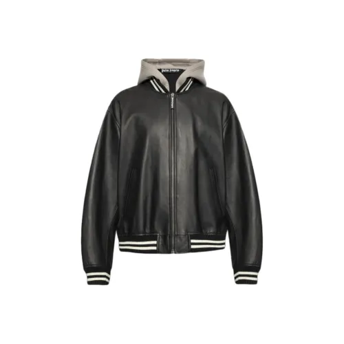 PALM ANGELS Кожа Куртка Мужская Черная
