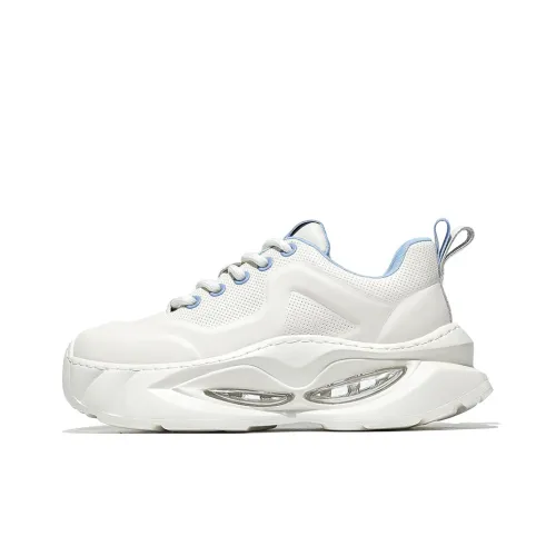 MOERBAI Lava Series Дышащие Кроссовки с Низким Верхом и Толстой Подошвой для Увеличения Высоты Мужские Белые и Синие