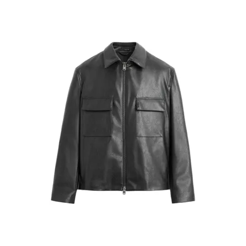 ZARA Глубокий морской синий Мужские кожаные куртки