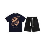 Комплект одежды (Темно-синий топ + Черные штаны)