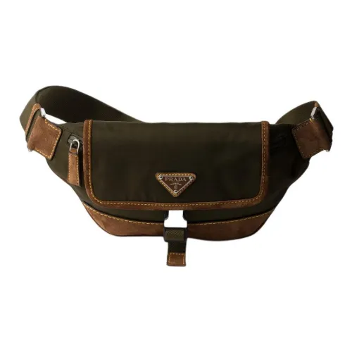 PRADA RE Нейлон Одно плечо Через плечо Бананка Мужской Оливково-зеленый