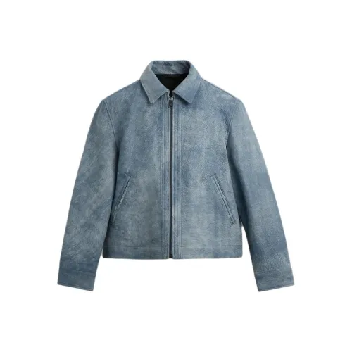 ZARA Синий Мужская Кожаная Куртка
