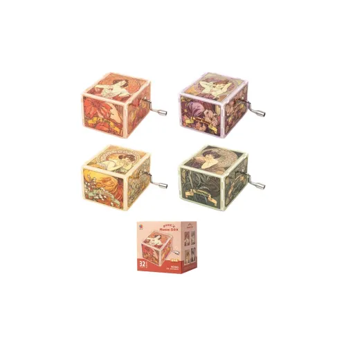 3D JP Mucha Dreamy Серия SYMPHONY Artistic Mini Music Box Puzzle Blind Boxes Single Mystery Box Целая коробка 4 шт