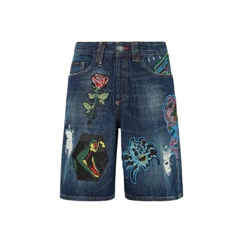 PHILIPP PLEIN Джинсовые шорты Мужские Синие