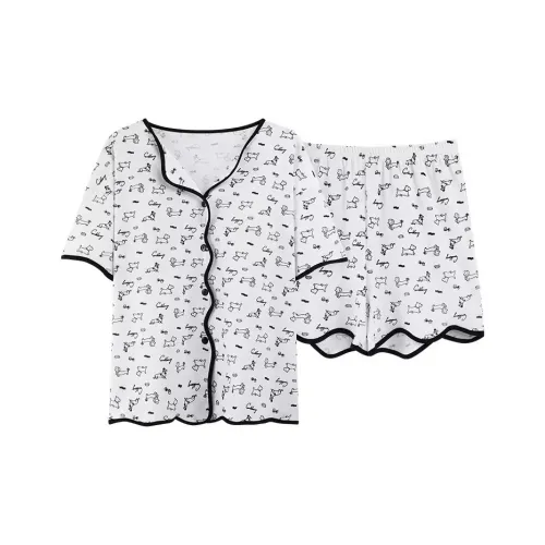 P·KEY Пижамный комплект Женский Белый Щенок