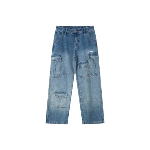 Suamoment Американский Весенний Осенний Повседневный Свободный крой Длинные Джинсы Унисекс