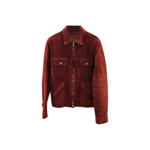 Yohji Yamamoto кожаная куртка мужская красного цвета