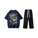 Комплект одежды (Темно-синяя футболка + черные джинсы)