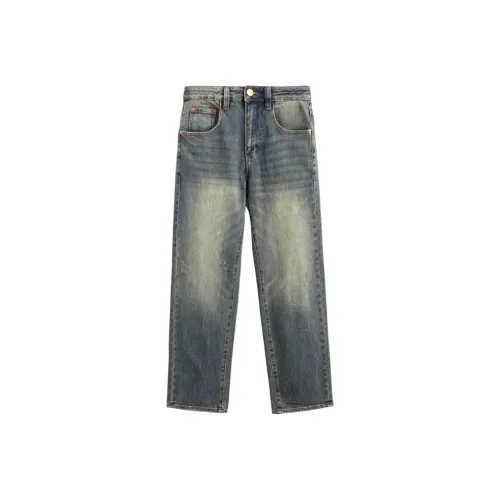 UKTK Каштановый Синий Мужские Джинсы