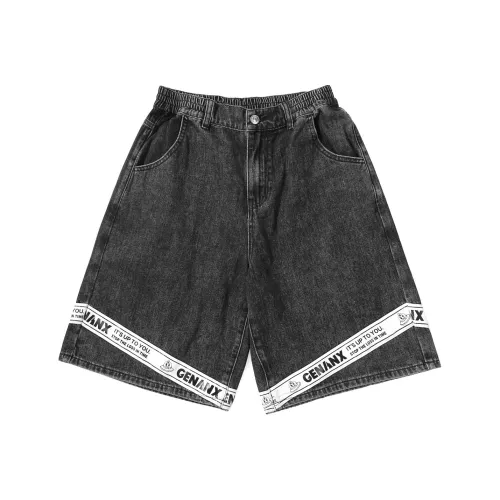 GENANX Черно-серый цвет унисекс джинсовые шорты