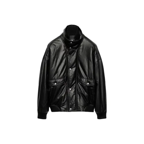 PRADA Кожа Куртка Мужская Черная