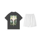 Комплект одежды (Темно-серый топ + Белые штаны)