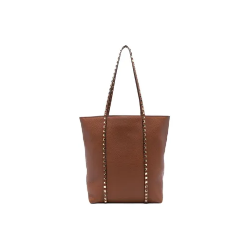 Valentino Rockstud Кожа Тоут Сумка Сумка для покупок Сумка Женская Коричневая