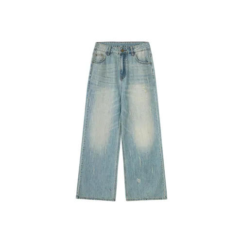 A3G4 Ледяной синий Унисекс Джинсы