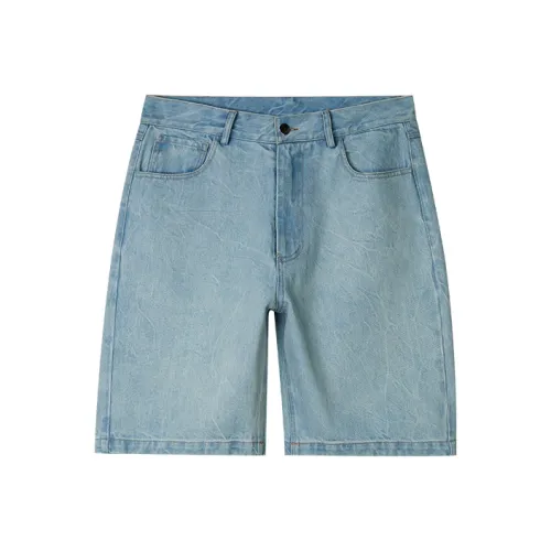 Slamble Промытый деним Унисекс Джинсовые шорты