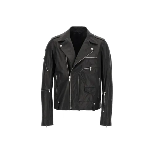 RICK OWENS RO SS25 Кожаная куртка мужская черная