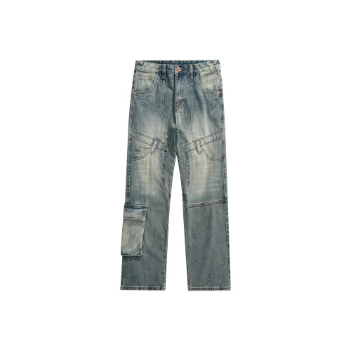 KM Ностальгический синий унисекс джинсы