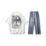 Комплект (Белая футболка + Темно-синие джинсы)