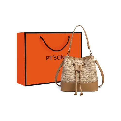 PT'SON Ткань Ведрообразная Сумка Сумка через плечо Сумка Обычная Женская Молочно-чайный Абрикос Коричневый