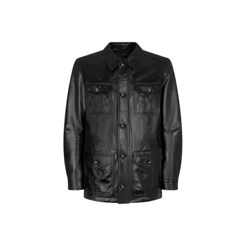 TF SS25 Кожа Куртка Мужская Черная