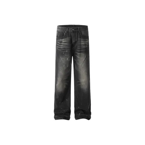 WLNEXT Винтаж Моющиеся Джинсы с Широкими Штанинами Роскошная Уличная Мода Крутые Брюки Унисекс